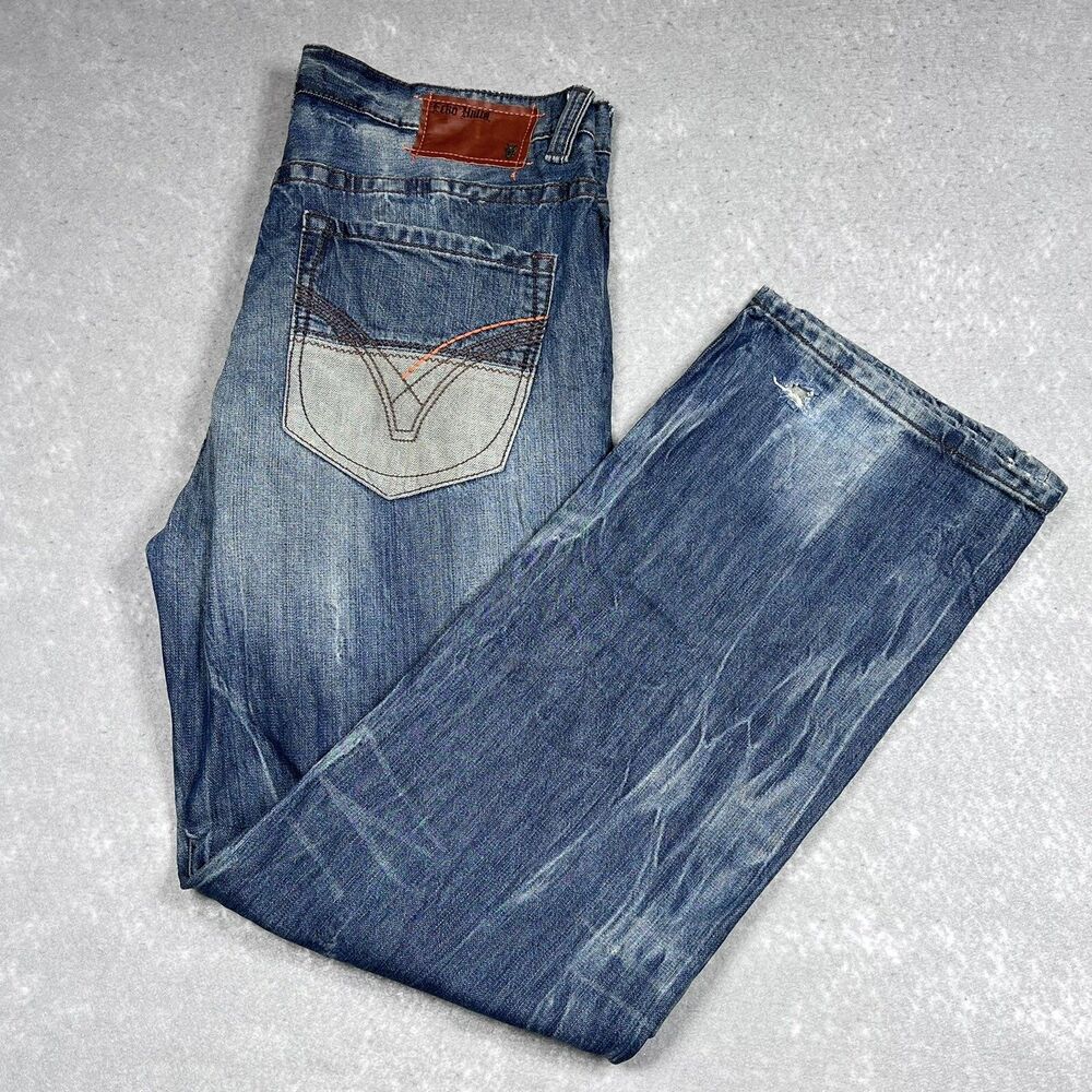 Vintage Ecko Unltd Jeans Mens 38x32 Black Denim Foundry Loose Baggy Fit Y2K
